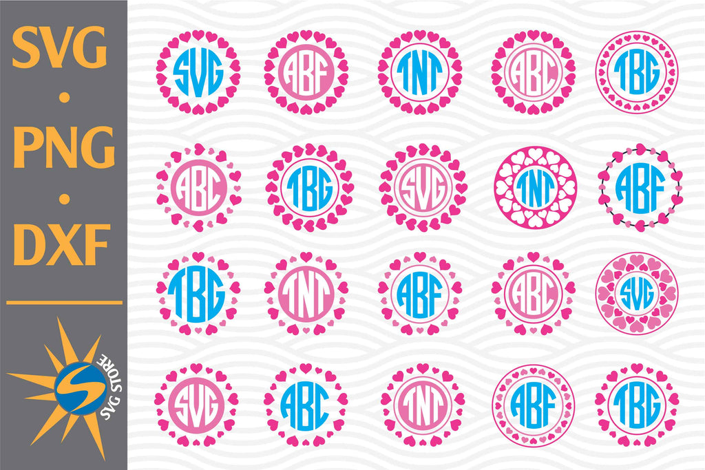 Heart Monogram Svg, Png, Dxf Digital Files Include - So Fontsy