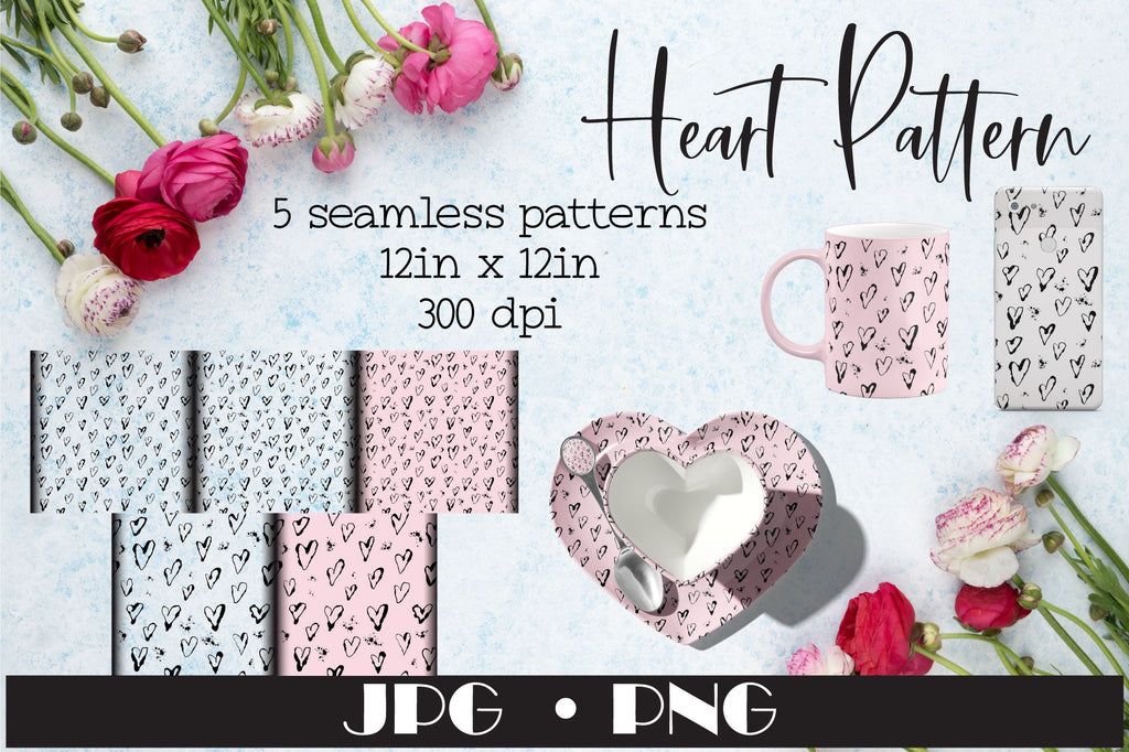 Heart Pattern, Valentine Digital Paper - So Fontsy