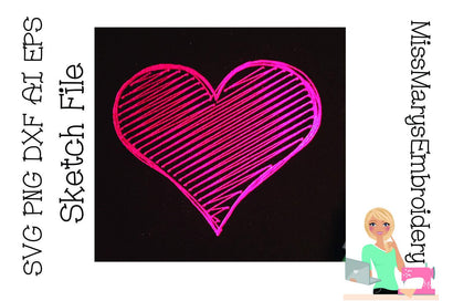 Heart Sketch File | Foil Quill | Drawing File Sketch DESIGN MissMarysEmbroidery 