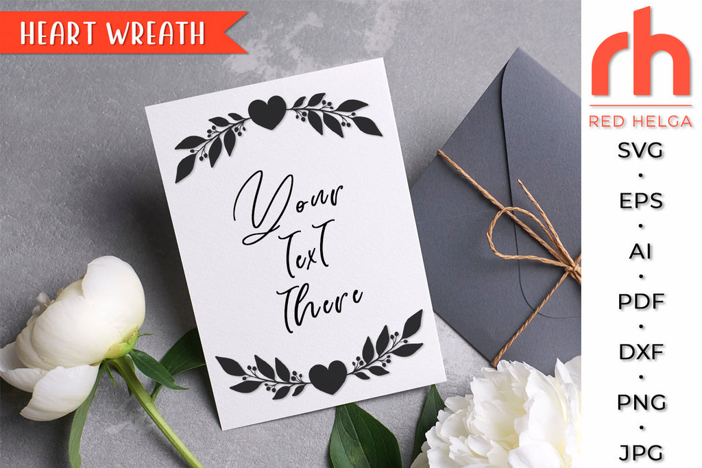 Heart Wreath SVG - Leaves Frame Cut File - So Fontsy