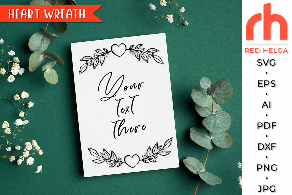 Heart Wreath SVG - Leaves Frame Cut File - So Fontsy