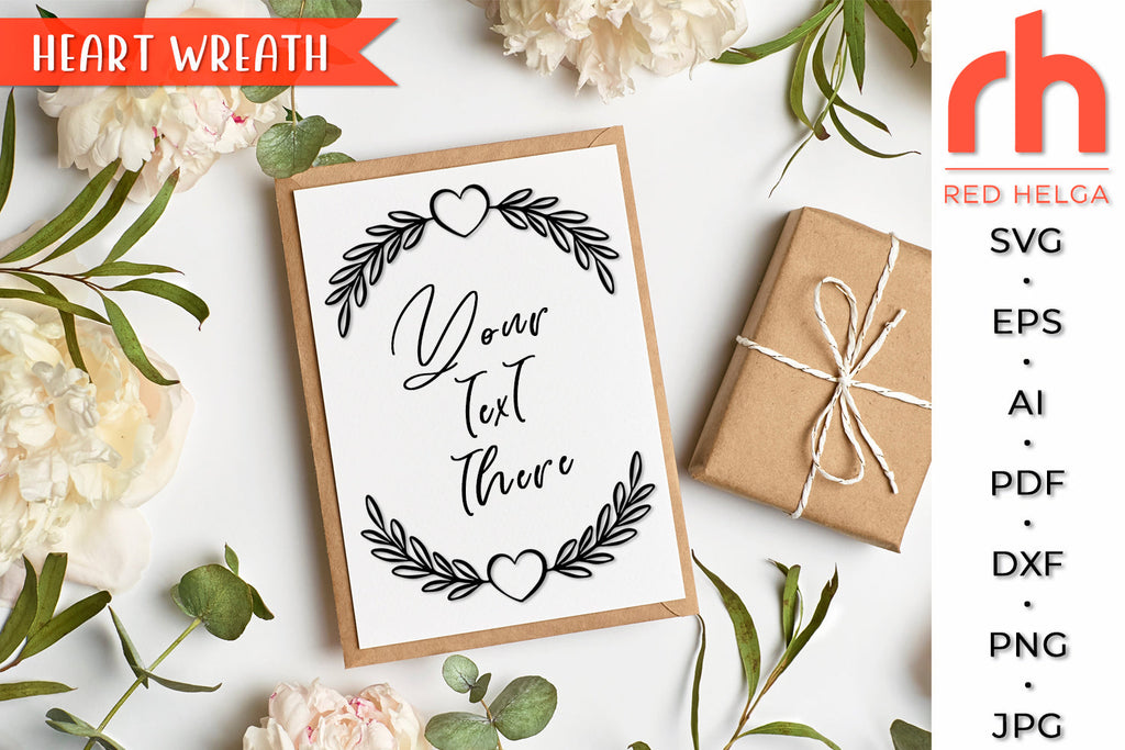 Heart Wreath SVG - Leaves Frame Cut File - So Fontsy