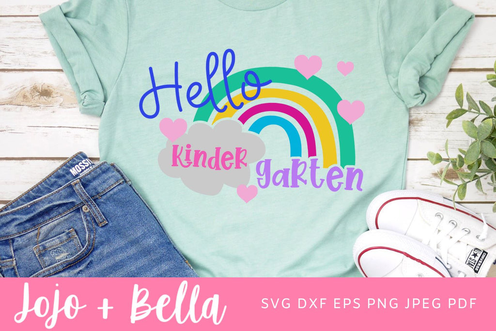 Hello Kindergarten Svg, Back to School Svg, Svg, School Svg, Rainbow ...