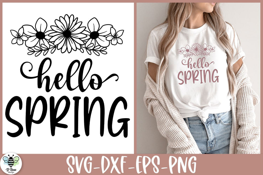 Hello Spring SVG | Wildflower Cut File - So Fontsy