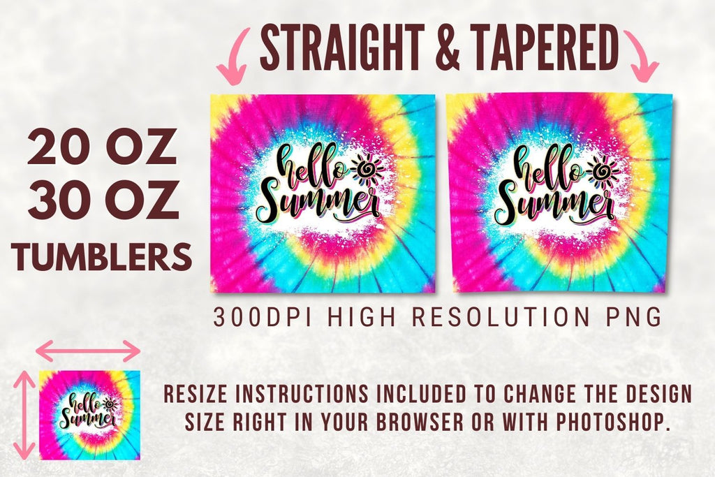 Hello Summer 20oz & 30oz Skinny Tumbler Wrap