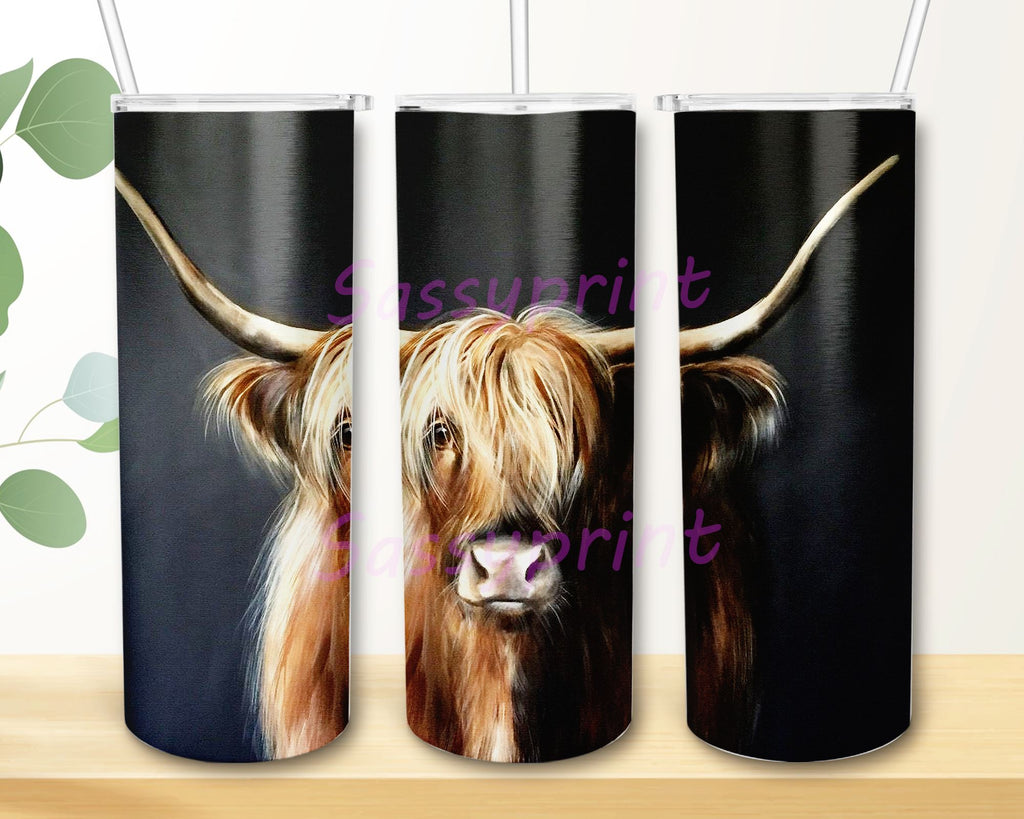 Highland Cow Tumbler PNG, Highland Cow Tumbler Wrap PNG Design Cowgirl ...