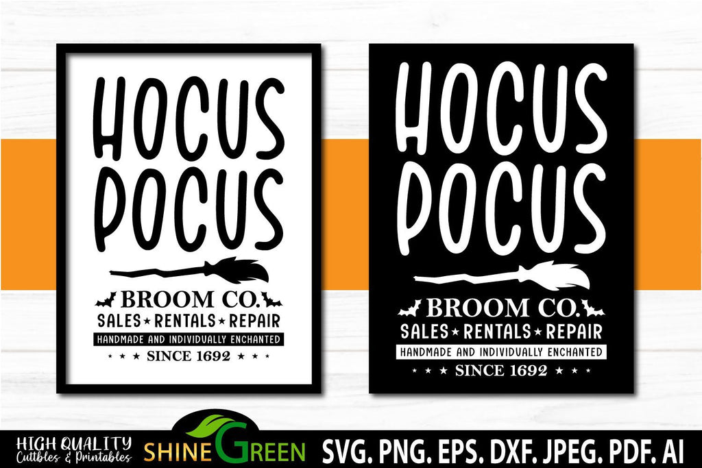Hocus Pocus Broom Co. - Halloween Sign SVG - So Fontsy