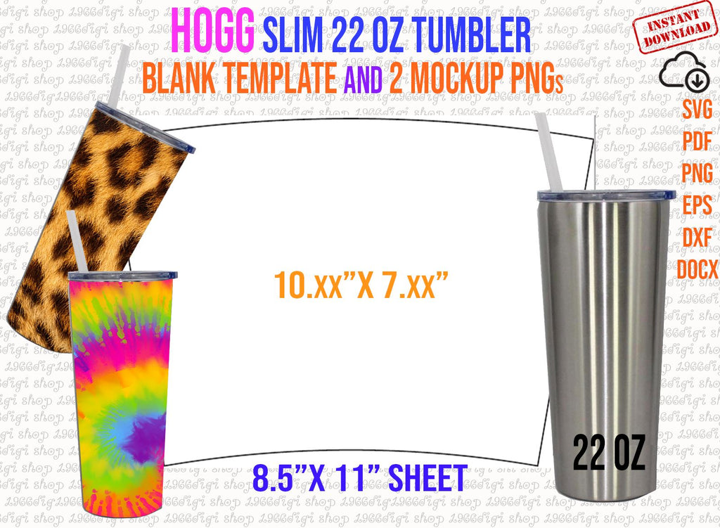 20 oz Hogg Skinny tumbler template straight Full wrap