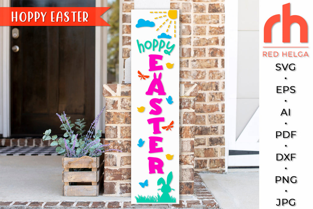 Hoppy Easter SVG - Porch Sign Cut File - So Fontsy