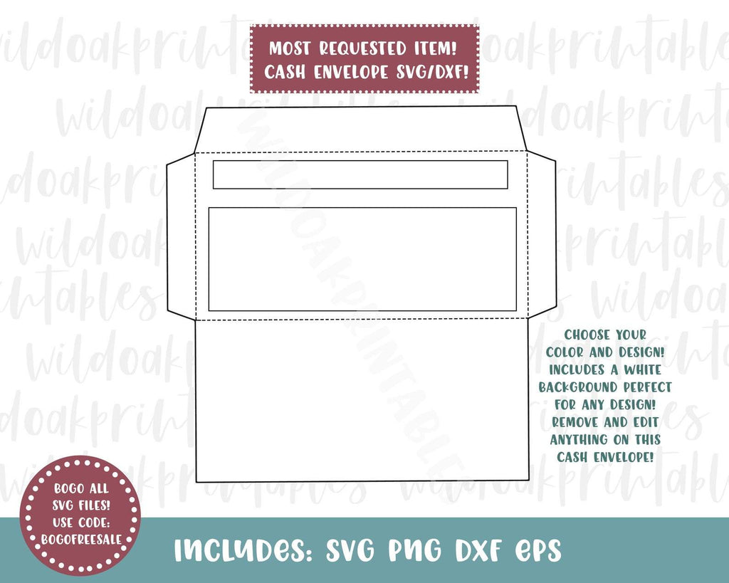 Horizontal Cash Money Envelope SVG, money envelope svg files, custom printable cash envelope svg, cricut money envelopes, cash envelope svgs - So Fontsy for Free Printable Horizontal Cash Envelopes