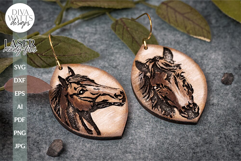 Horse Earrings SVG for Glowforge or Laser Cutter