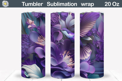Hummingbird 3D Tumbler | Hummingbird Purple Flowers Tumbler Sublimation WatercolorColorDream 