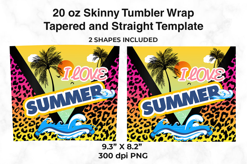 Leopard Tumbler Sublimation Design Summer Tumbler Wrap PNG By