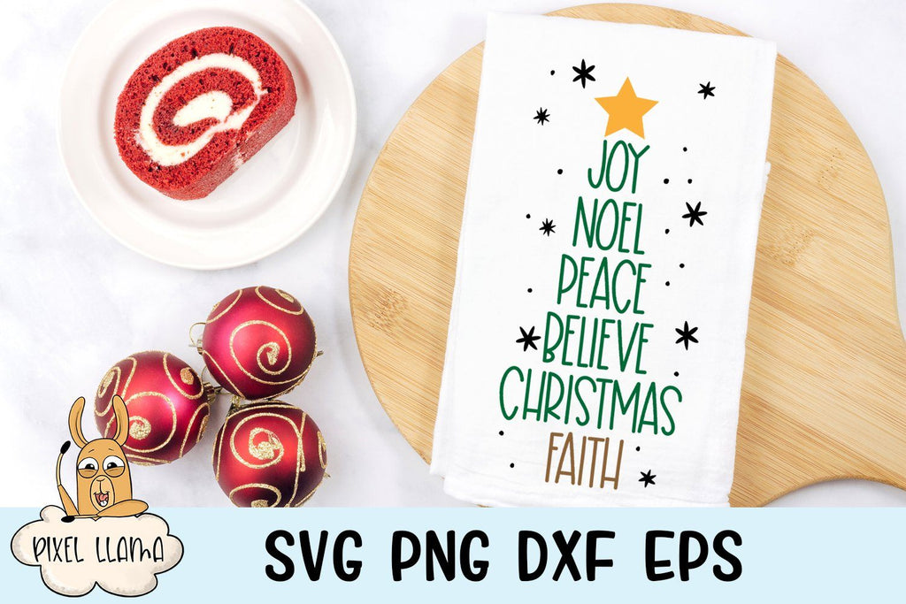 Joy noel peace believe christmas tree svg - Bundle Cricut