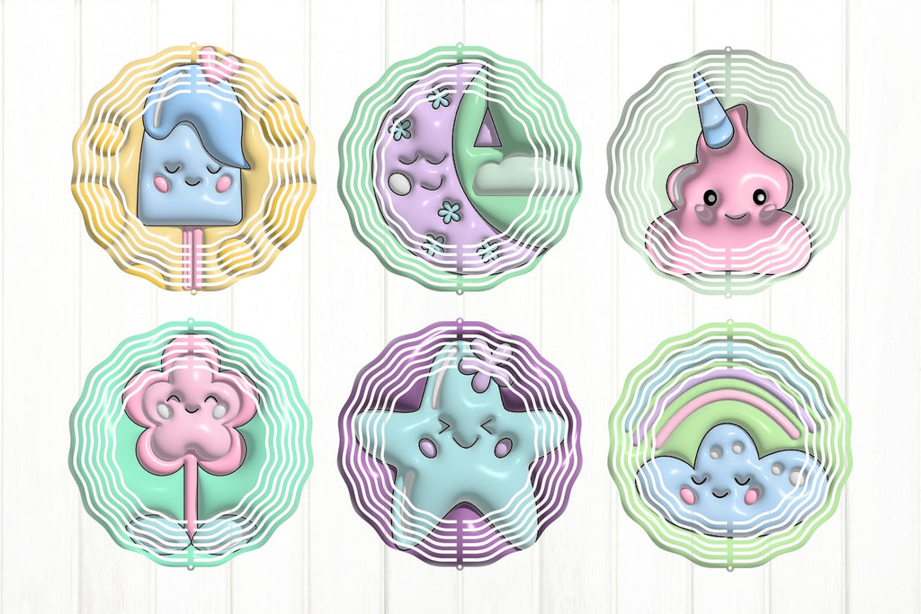 Kawaii Wind Spinner. 3D Puff Wind Spinner Bundle - So Fontsy