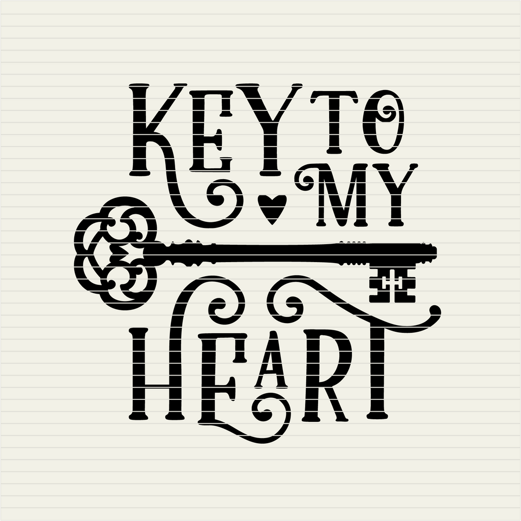 Key to my Heart - Valentine's Day Love design with Vintage Key - SVG ...
