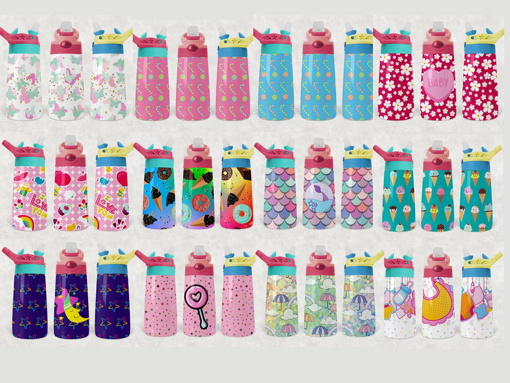 Rainbow Kids Sippy Cup Wrap. Sippy Cup Sublimation Wrap.