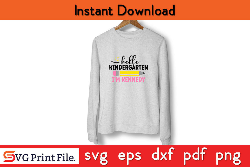 Kindergarten outfit hello kindergarten Back to School Svg Png Cut File ...