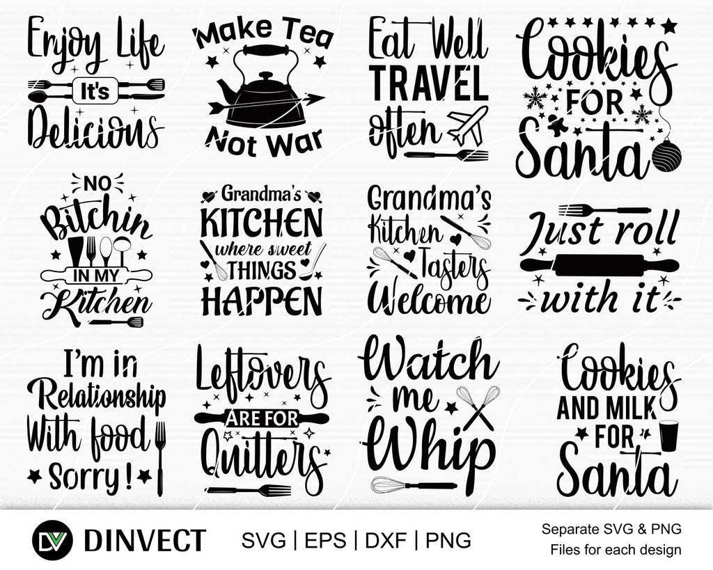 Funny Kitchen SVG Bundle, Cooking quotes