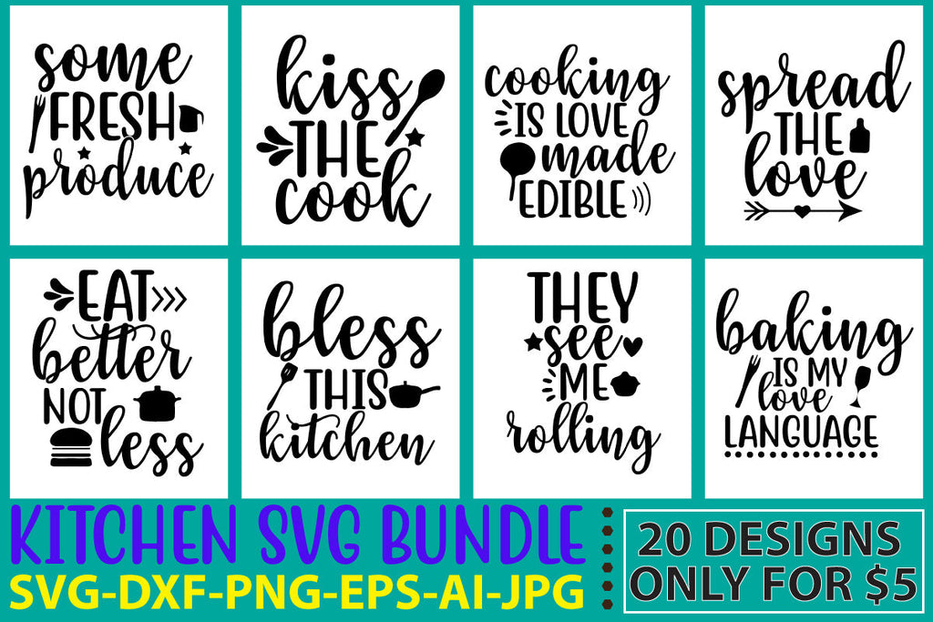 Kitchen Svg Bundle - So Fontsy