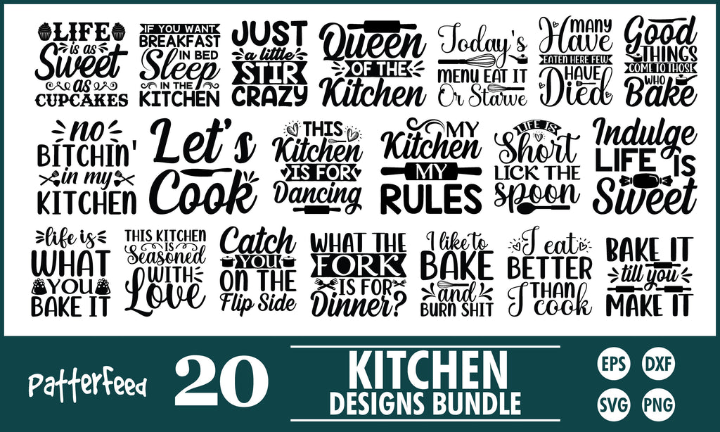 Kitchen SVG Designs Bundle - So Fontsy