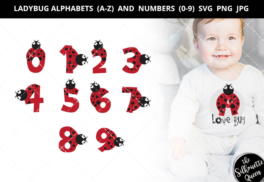 Ladybug Alphabet and Numbers Svg Love Bug Letters (Instant Download) 