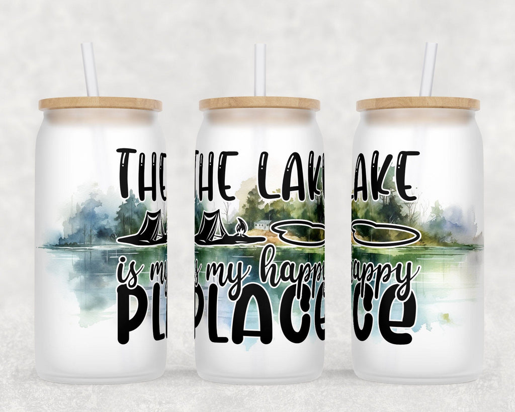 Lake Libbey Glass Can Wraps, 16oz Glass Can Sublimation Designs, Lake Quotes  Glass Can PNG Files