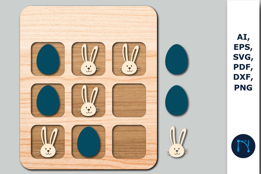 Laser cut Easter Tic Tac Toe Game SVG - So Fontsy