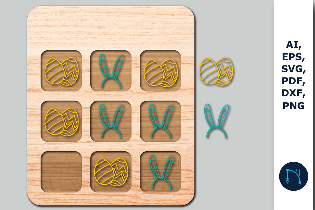 Laser cut Easter Tic Tac Toe Game SVG - So Fontsy