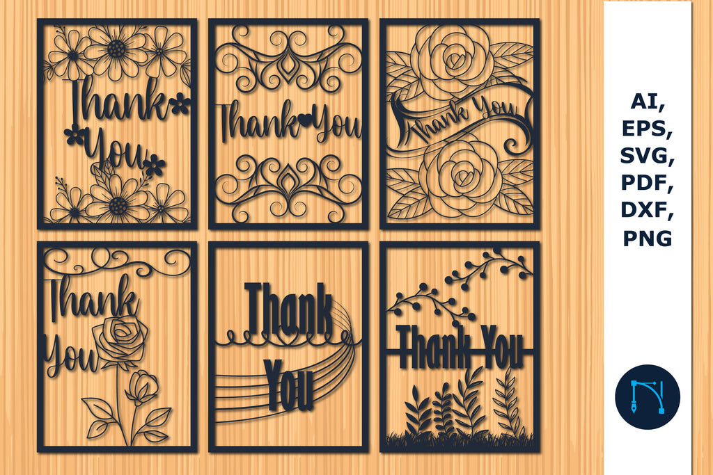 laser cut thank you card bundle SVG So Fontsy
