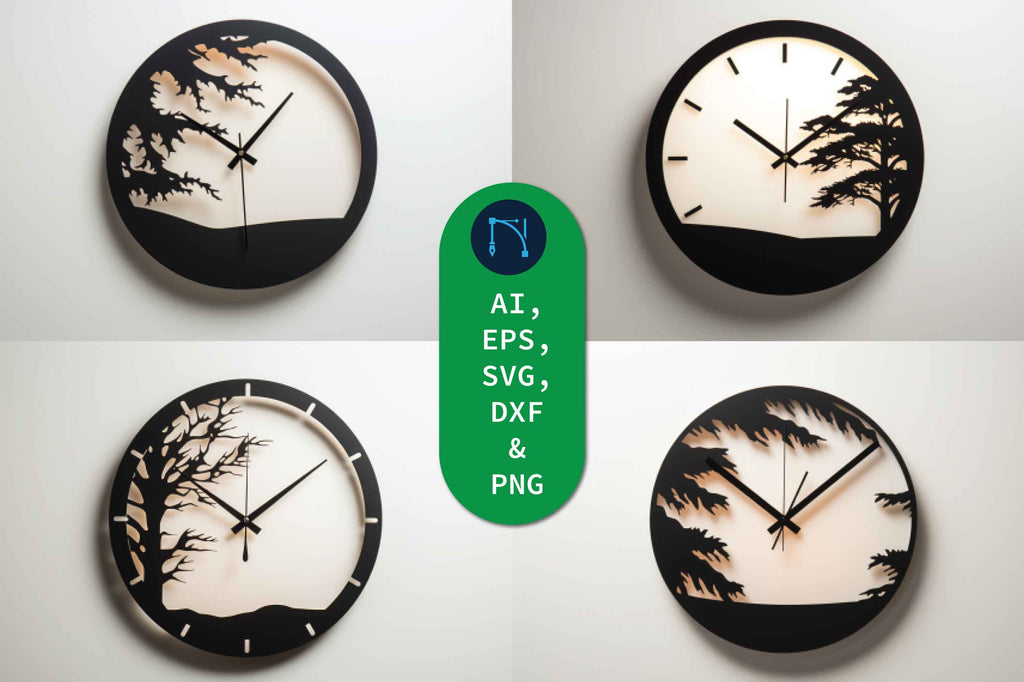 Laser Cut Wall Clock Decor SVG Bundle - So Fontsy