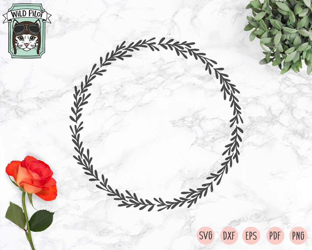 Free Rose Laurel Wreath Frame SVG Cut File