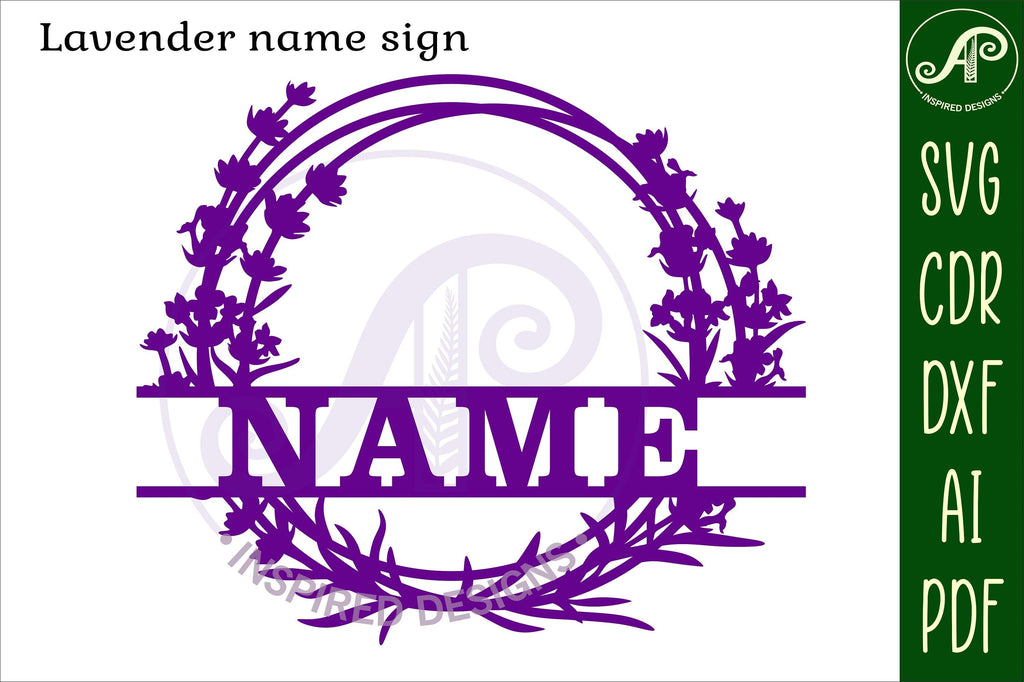 Lavender Name sign svg laser cut template So Fontsy
