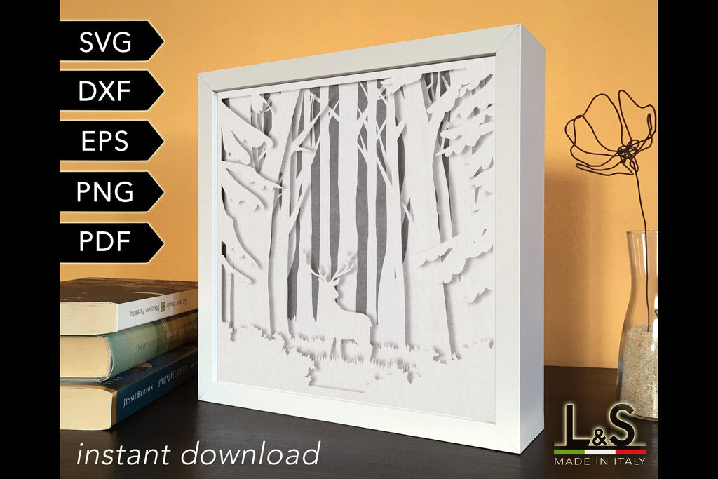 Layered Deer Shadow Box Svg | 3D Light Box Template - So Fontsy