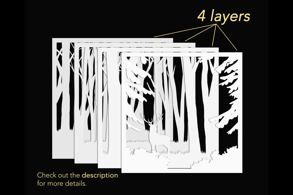 Layered Deer Shadow Box Svg | 3D Light Box Template - So Fontsy