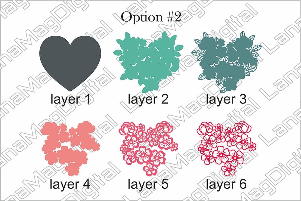 Layered flower heart SVG 3D heart Floral Love Valentines day - So Fontsy