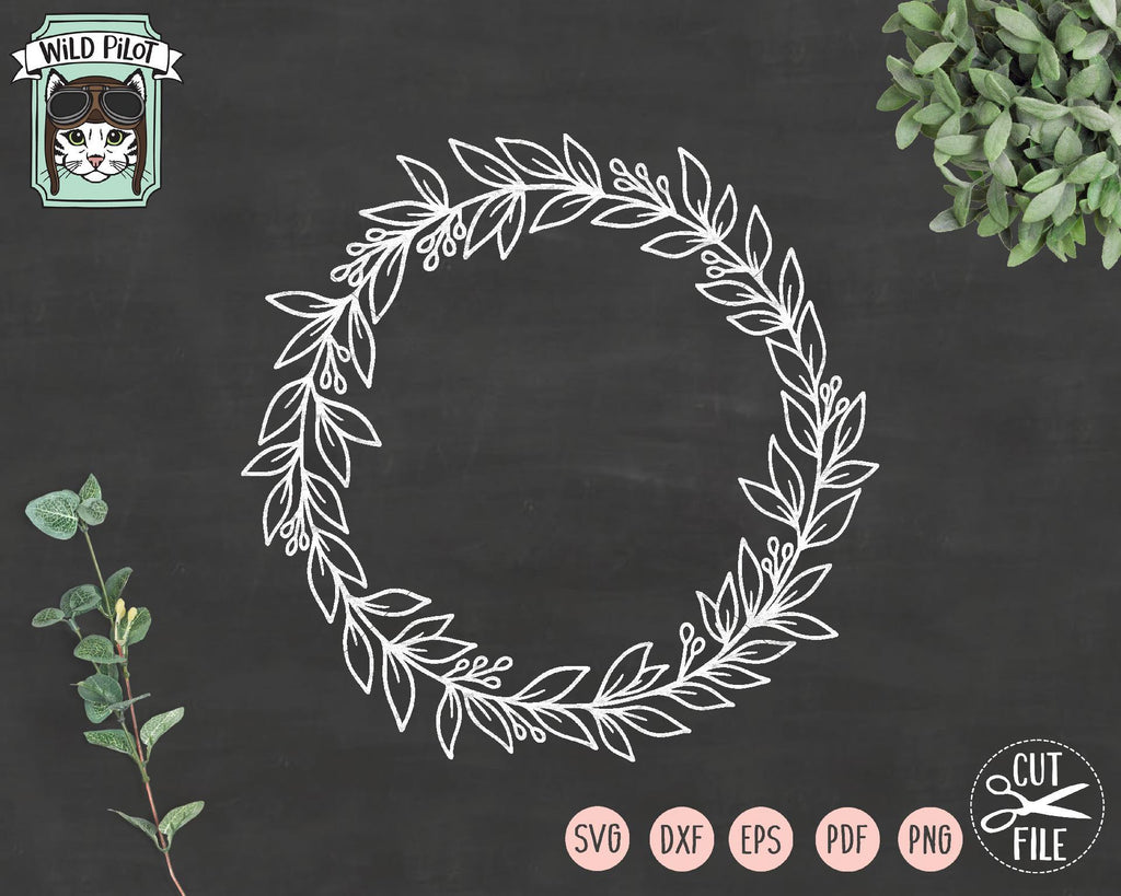 Leaves Wreath SVG Monogram Frames svg studio3 dxf eps