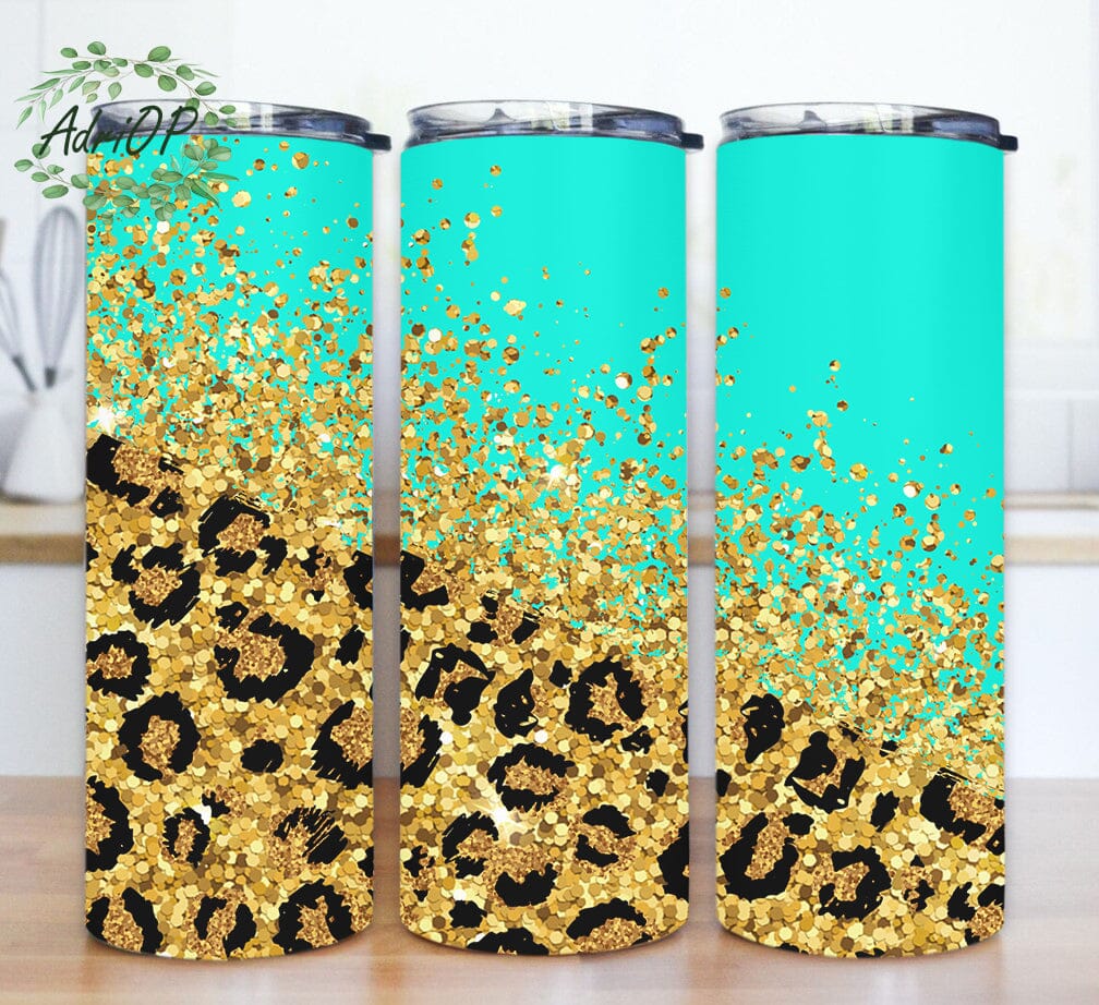 Leopard Glitter 20oz Skinny Wrap, Leopard Tumbler Template, Leopard