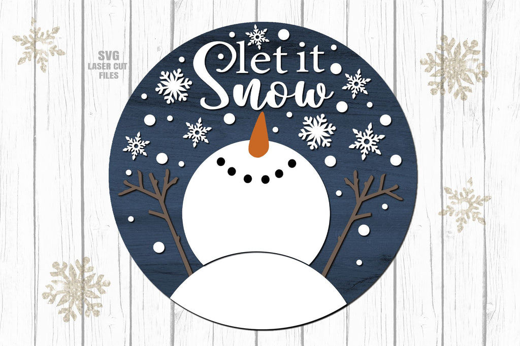 Let It Snow Snowman SVG | Christmas Door Sign SVG Laser Cut Files - So ...