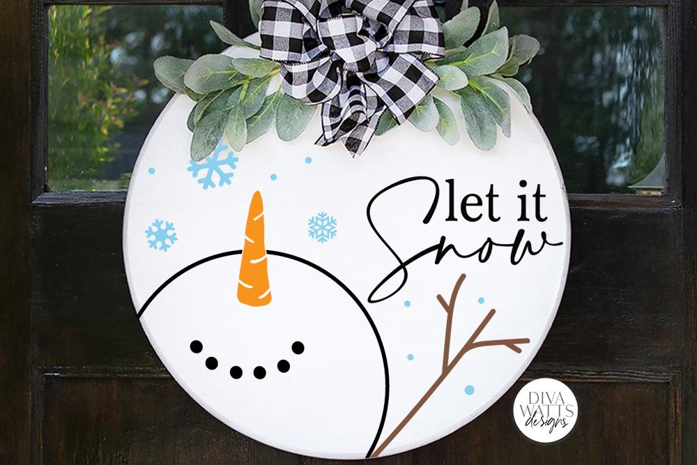 Let It Snow Snowman SVG | Christmas Round Sign Design - So Fontsy