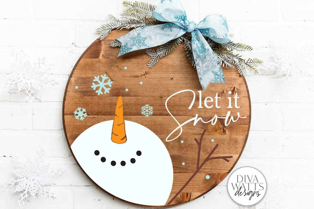 Let It Snow Snowman SVG | Christmas Round Sign Design - So Fontsy