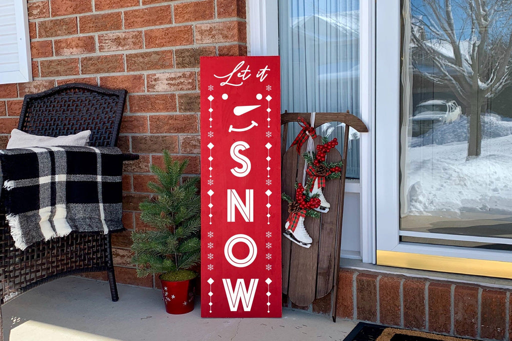 Let It Snow | Winter Porch Vertical Sign SVG - So Fontsy