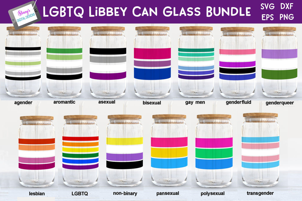 LGBTQ Libbey Can Glass Wrap Bundle | Pride Beer Can SVG - So Fontsy