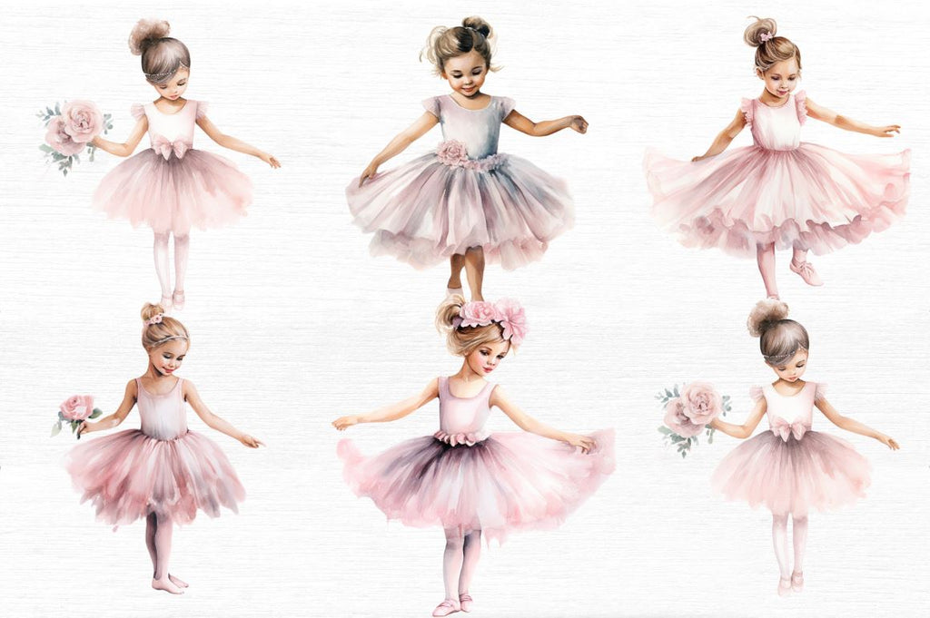 Little Ballerina Watercolor Clipart - So Fontsy