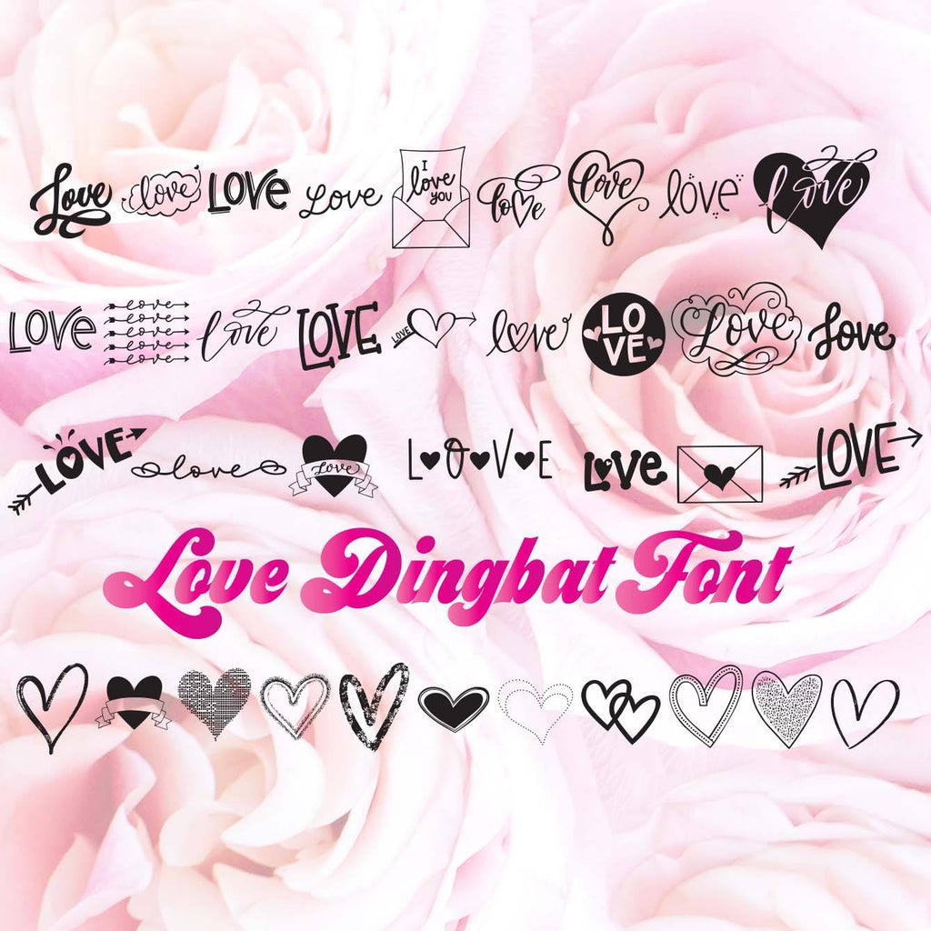 Love Dingbat Font, Hearts and Love symbols