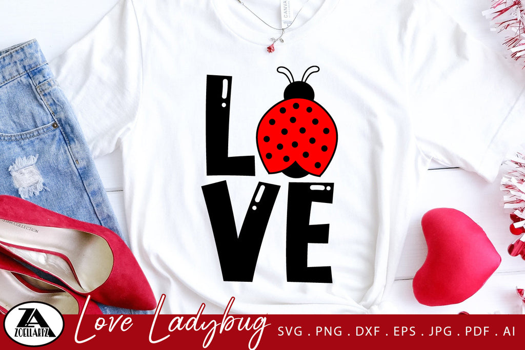 Love Ladybug SVG Cut File | Hand Drawn Cute Illustration - So Fontsy
