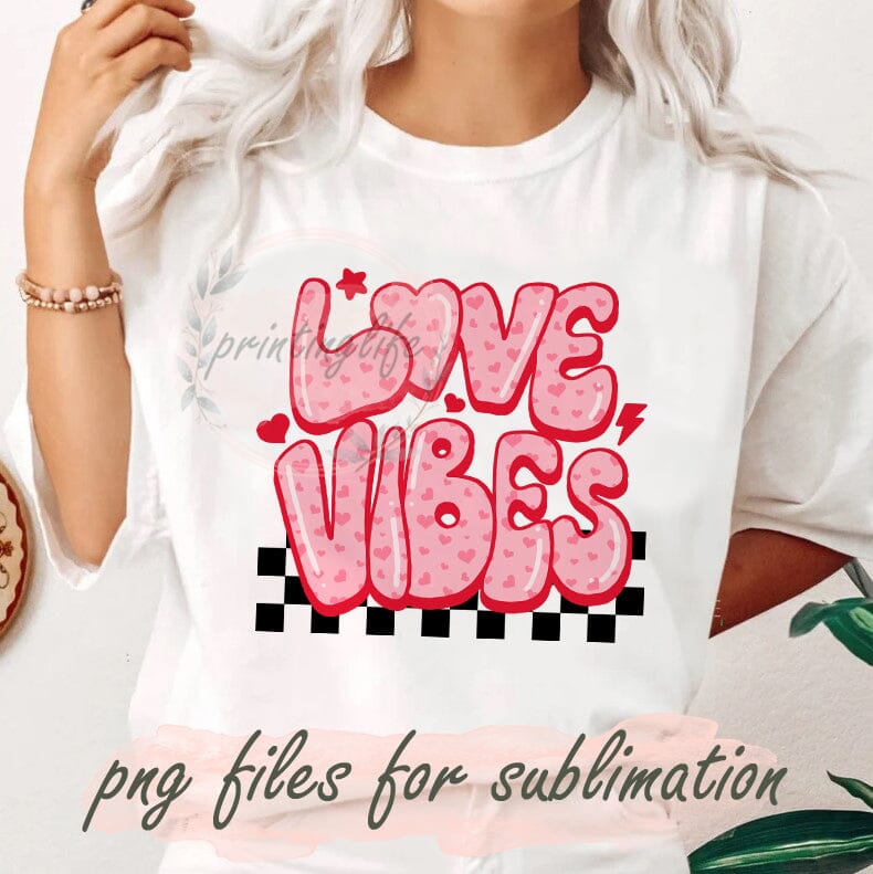 Love Vibes Design Png, Retro Valentine Day Png, Love Sublimation Png ...