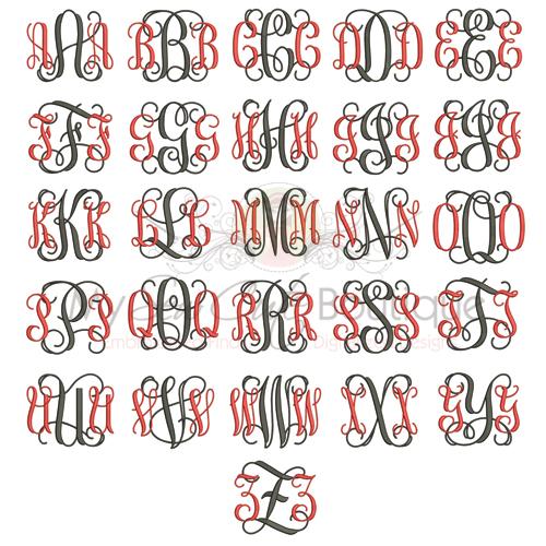 3 Modern Stacked MONOGRAM Font Embroidery Design Clean 