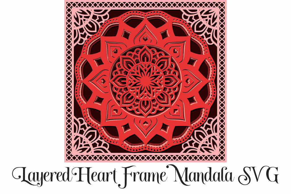 Mandala Heart Frame Layered SVG - 5 Layers - So Fontsy