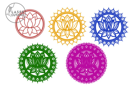 Mandala Lotus Multilayer Laser Cut Files, Round Sign SVG, 3D Designs SVG LaserCutano